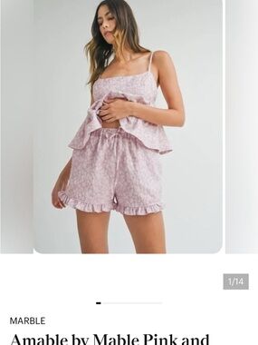 Pink Floral Ruffle Lounge Set